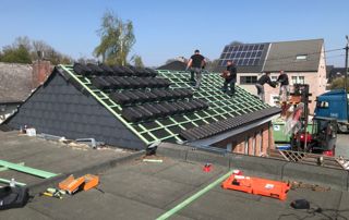 pose de tuiles en béton